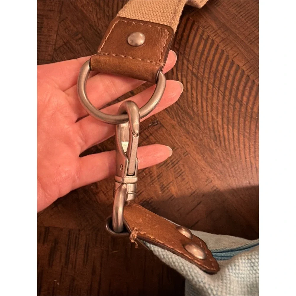 FOSSIL Soft Turquoise Canvas Shoulder Crossbody Messenger Bag